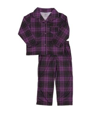 Leveret And Plaid 2-Piece Button Down Pajama Set - Purple
