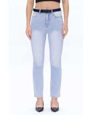 Bayeas High Waist Straight Leg Jeans - Blue