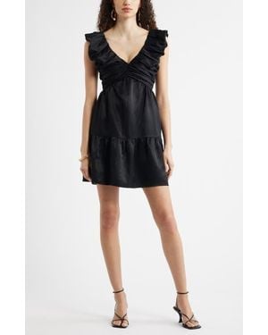 Chelsea28 Ruched Tiered Mini Sundress - Black