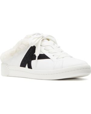 Kate Spade Signature Faux Fur Lined Mule Sneaker - White