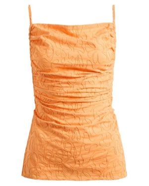 TOPSHOP Embroidered Cotton Blend Camisole - Orange