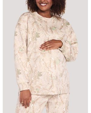 Motherhood Maternity Crew Neck Long Sleeve Side Zip Tunic - Natural