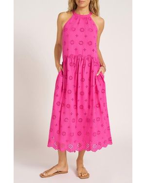 Matty M Rhea Eyelet Sleeveless Cotton Maxi Dress - Pink