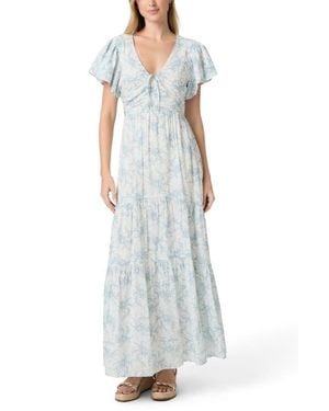 PAIGE Kinga Floral Print Cotton Maxi Dress - White