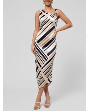 Rachel Roy Nerida Asymmetrical Neck Midi Dress - Multicolor