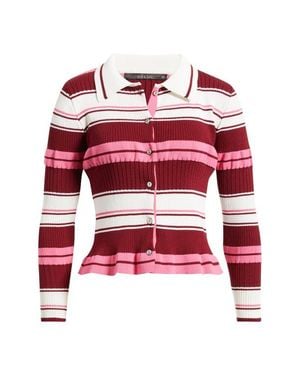 DELUC Patti Stripe Polo Cardigan - Red