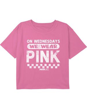 Mean Girls Girls' On Wednesdays We Wear Checkered Graphic Cropped T-Shirt - Pink