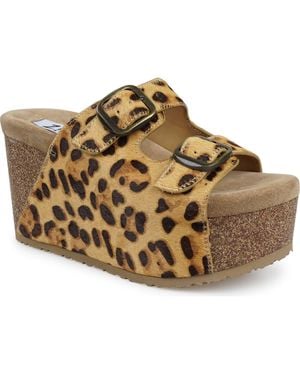 Zigi Genuine Calf Hair Platform Wedge Sandal - Metallic