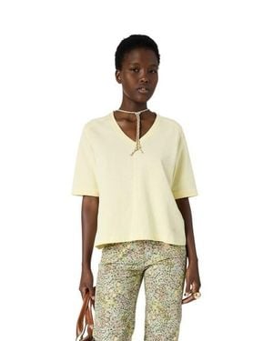 Gerard Darel Marisa V-Neck Short Sleeve T-Shirt - Natural