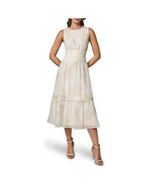 Donna Karan Floral Embroidery A-Line Dress - Natural
