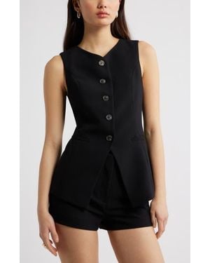 Open Edit Icon Twill Waistcoat - Black