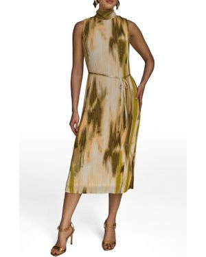 Donna Karan Abstract Print Micropleat Midi Dress - Multicolor