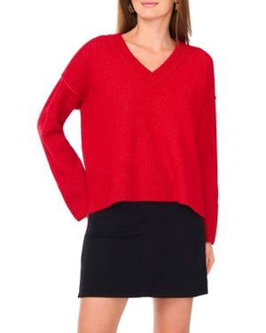 Vince Camuto High-Low V-Neck Sweater - Red