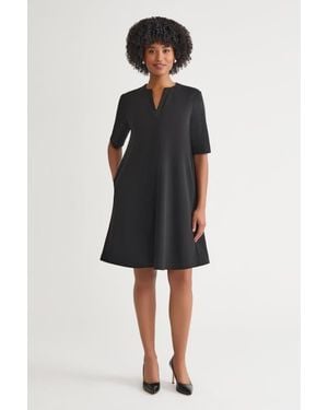 Ming Wang Stretch Crepe A Line Dress - Black
