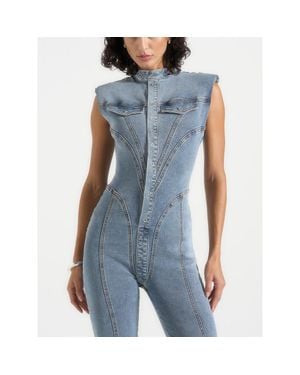 Manière De Voir Annette Denim Jumpsuit - Blue