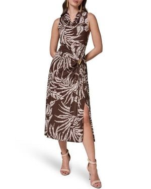 Donna Karan Print Cowl Neck Sleeveless Midi Dress - Multicolor