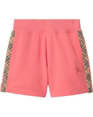 Burberry Girls' Check Trim Cotton Shorts - Pink