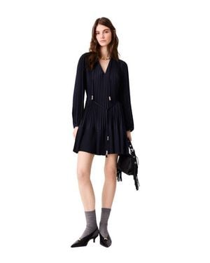 Maje Short Pleated Dress - Black