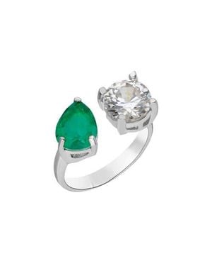 Gemma Azzurro Round & Pear Emerald Toi E Moi Ring - Green