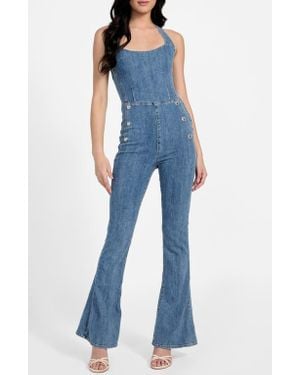 Guess Blair Denim Halter Jumpsuit - Blue