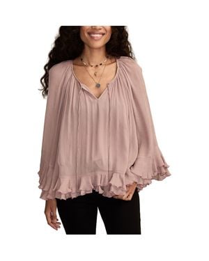 Lucky Brand Ruffle Chiffon Trapeze Top - Red