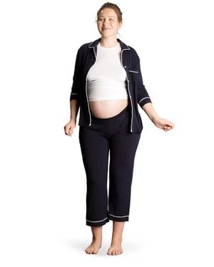 Nom Maternity Heart On My Sleeve Maternity Pajama Set - Black