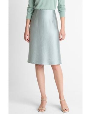 Vince Pebbled Satin Skirt - Blue