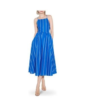 FREEMARKET Stripe Sleeveless Midi Dress - Blue