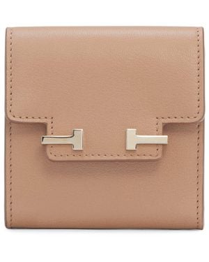 Tom Ford Double T Leather Card Holder - Natural