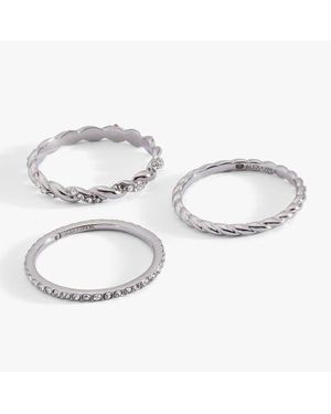 ALEX AND ANI Rope Stacking Texture Ring Set Of 3 - Metallic