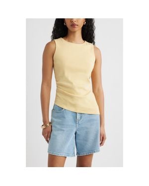 Open Edit Asymmetric Rib Cotton Tank - Blue