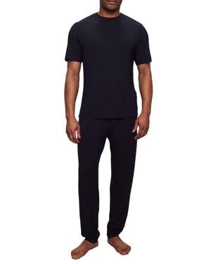 Eberjey Henry Stretch Tencel Modal Short Sleeve Pajamas - Black