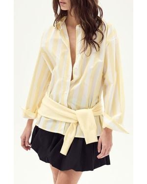 DELUC Vicenzo Stripe Cotton Button-Up Shirt - Natural