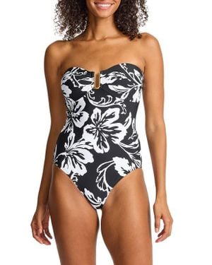 Tommy Bahama Sunset Blooms Underwire Upf 50+ One-Piece Swimsuit - Blue