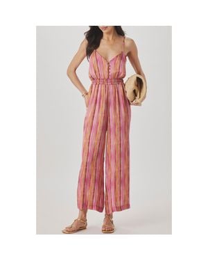 Splendid Kelsea Stripe Crop Wide Leg Jumpsuit - Red