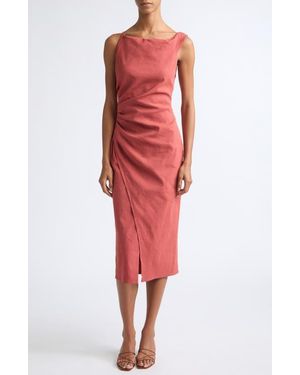 A.L.C. Lyra One-Shoulder Linen Blend Sheath Dress - Red
