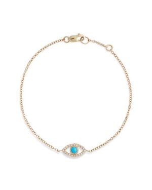 Anzie Evil Eye & Pavé Diamond Bracelet - Metallic