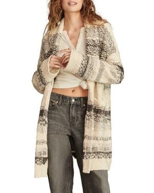 Lucky Brand Fair Isle Sweater Coat in Black Lyst