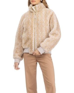 Gorski Genuine Shearling Insignia Bomber Jacket, Reversible - Natural