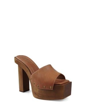 Zigi Cassidey Leather Platform Slide Sandal - Brown