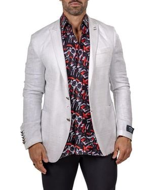 Maceoo Unconstructed Marthy015 Glen Check Peak Lapel Blazer - White