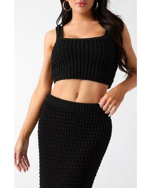 Guess Remi Square Neck Cropped Sweater Tank - Black