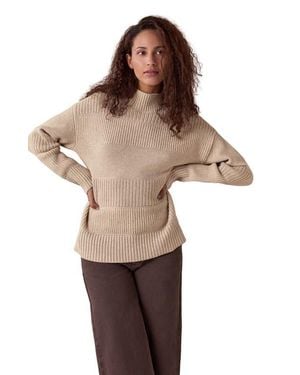 Celtic & Co. Multi Stitch Funnel Neck Sweater - Brown