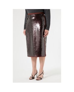 Marina Rinaldi Jersey Sequin Midi Skirt - Red