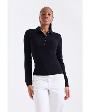 1982 Amaya Button 100% Cashmere Polo Top - Blue