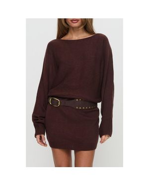 Princess Polly Bellamie Long Sleeve Sweater Minidress - Purple