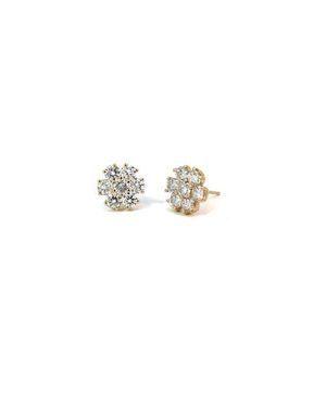 Ancona Jewelry 14K 2 Carat Lab Grown Diamond Flower Earrings F Vs1 - Metallic