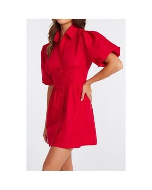 Bishop + Young Jacqueline Bubble Sleeve Dress - Red