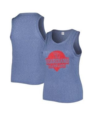 Soft As A Grape Cleveland Guardians Plus Size High Neck Tri-Blend Tank Top - Blue