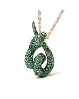 Haus of Brilliance 18K Tsavorite Gemstone Spiral Snake Design Pendant Necklace - Green
